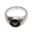 Armani Men S Ring Stainless Steel Silver With Black Circle On Top & Brand Logo Size 11.5 For Sale