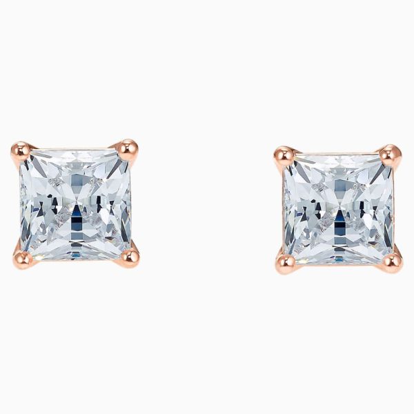 Swarovski Attract Pierced Earrings White Rose-Gold Tone Online Sale