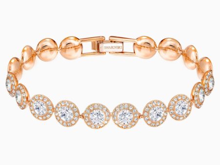 Swarovski Angelic Bracelet White Rose-Gold Tone Size M For Cheap