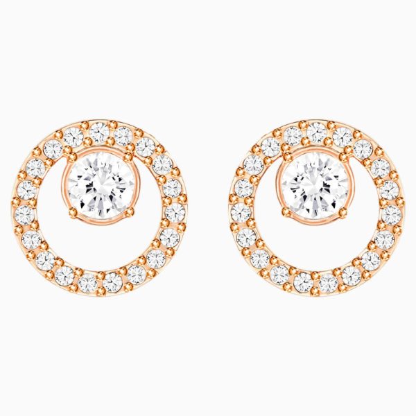 Swarovski Creativity Circle Pierced Earrings White Rose-Gold Tone Supply