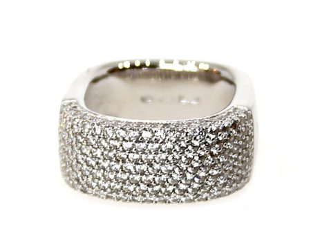 Armani Ladies Ring Ss Sterling Silver Square Design With Stones Fashion