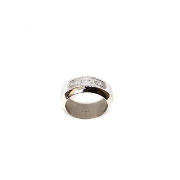 Diesel Men S Stainless Steel Ring With Engraved Brand Name Size 11.5 Online