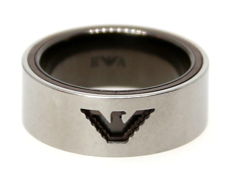 Armani Men S Stainless Steel Ring Silver With Brand Logo Size 10 Supply