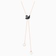 Swarovski Iconic Swan Y Necklace Black Rose-Gold Tone on Sale