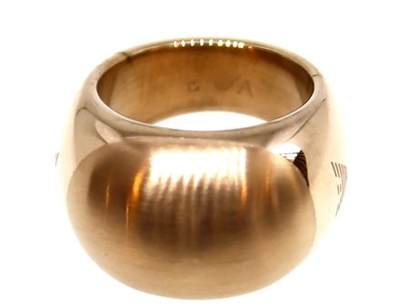 Armani Ladies Ring Ss Ip Rosegold With Brand Logo On The Side Size 5.5 Sale