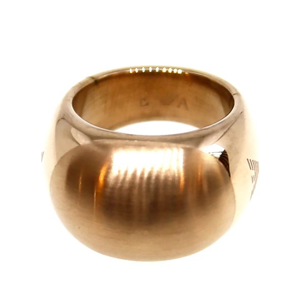 Armani Ladies Ring Ss Ip Rosegold With Brand Logo On The Side Size 5.5 Sale