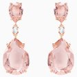 Swarovski Vintage Drop Pierced Earrings Pink Rose-Gold Tone Cheap