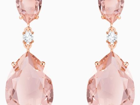 Swarovski Vintage Drop Pierced Earrings Pink Rose-Gold Tone Cheap