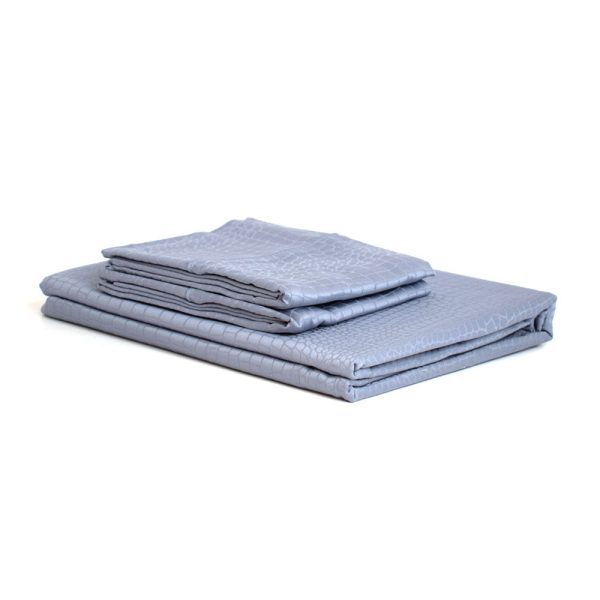 Valeron Crocodile Plain Sheet Set Blue Double Cheap