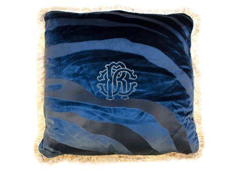 Roberto Cavalli Macro Zebra Monogram Cushion Blue 40X40 cm Online Hot Sale