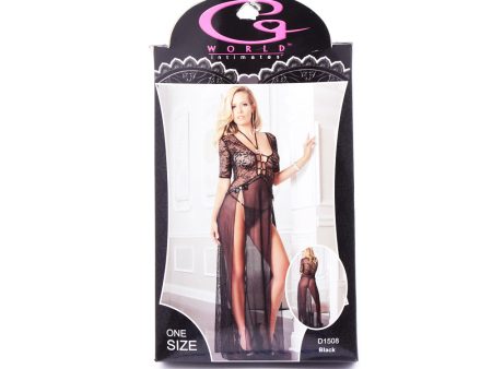 G-World 2-Piece Nightdress And Thong Set Black One Size For Sale