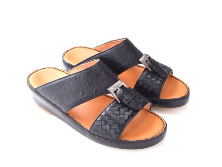 Asproni Sandal Smooth Weaving Ostrich Black Online Hot Sale