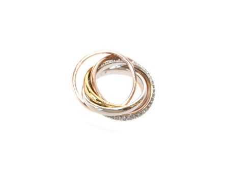 Esprit Ring 3 S Ip Rosegold Gold & Silver With Stone Puzzel Style Size 7 Hot on Sale