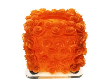 Cristal De Paris Les Roses Tall Towel Box Amber Hot on Sale