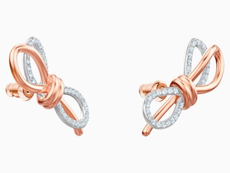 Swarovski,Lifelong Bow Pierced Earrings,White, Rose-Gold Tone,One Size For Cheap